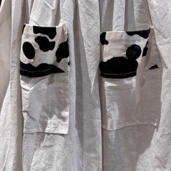 VTG Handmade Cow Print Maxi Wrap Tie Lace Skirt Apron Milkmaid Farmer Cottage - Picture 3 of 6